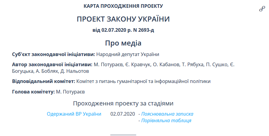 Депутат Сушко відкликав свій підпис під законопроектом «Про медіа» 2