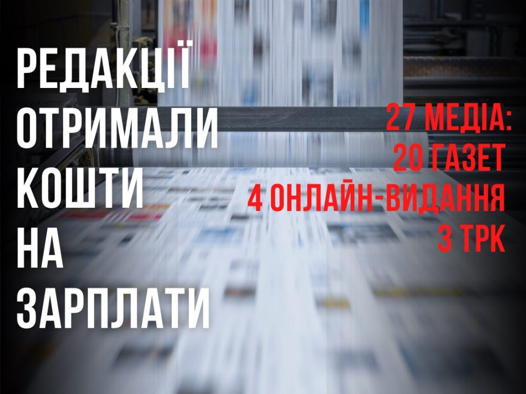27 редакцій отримали завдяки НСЖУ кошти на виплату зарплати працівникам у березні