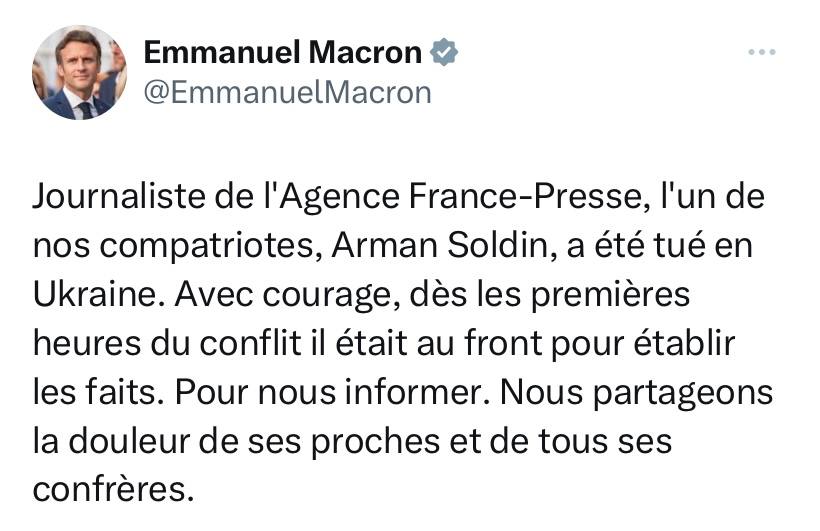 Журналіст AFP Арман Солдін загинув унаслідок ракетного обстрілу в Україні 2