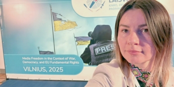 “Для росіян преса стала мішенню”, — заявила харківська журналістка Ганна Черненко у Вільнюсі.