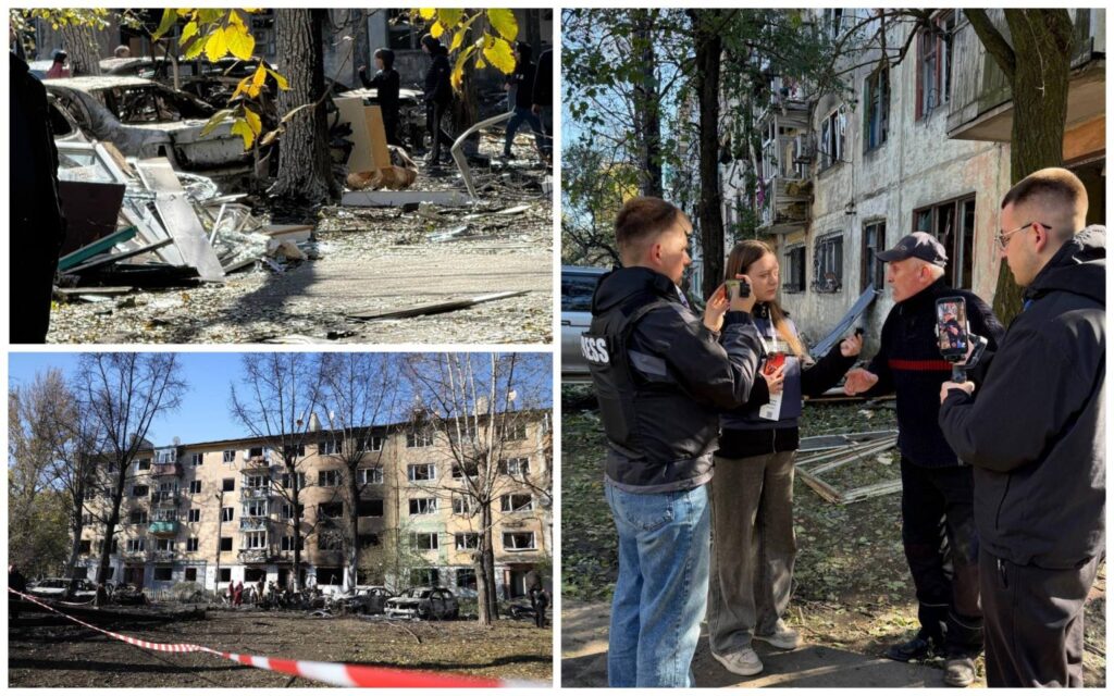 Медійники Павлограда працювали на місці атаки у захисному спорядженні від Центру солідарності НСЖУ