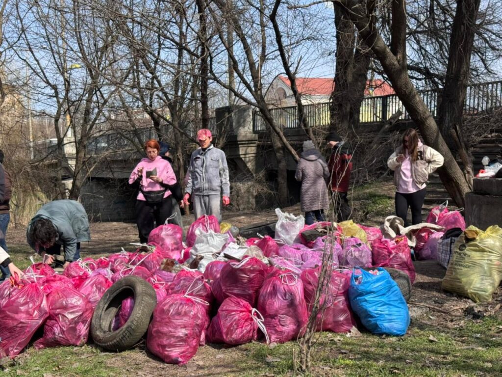 «Рожева толока»: медійники долучилися до великого прибирання у прифронтовому Запоріжжі